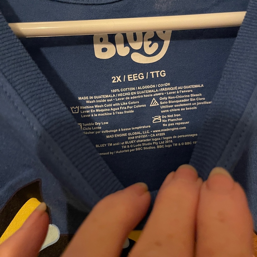 Blue Graphic Tee with Cartoon Print - Picture 4 of 4